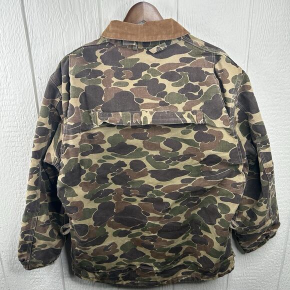 Vintage 1989 Quilt Lined Duck Camo Hunting Carhartt Jacket “Camo” CQ103 Men’s XL - Picture 2 of 11